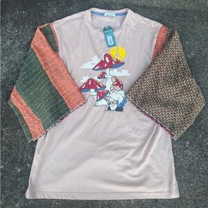 Upcycled New Tshirt Size Small Mushroom Gnome